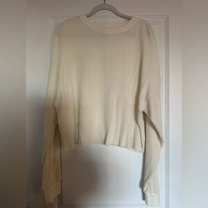 TALULAH Cream Ribbed Crew Neck Sweater